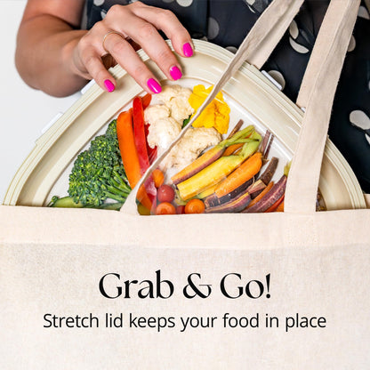 Reversible Stretch Lid Food Containers | BPA-Free, Freezer & Dishwasher Safe