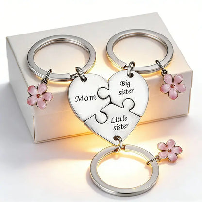 Stainless Steel Flower Keychain 3-Piece Set