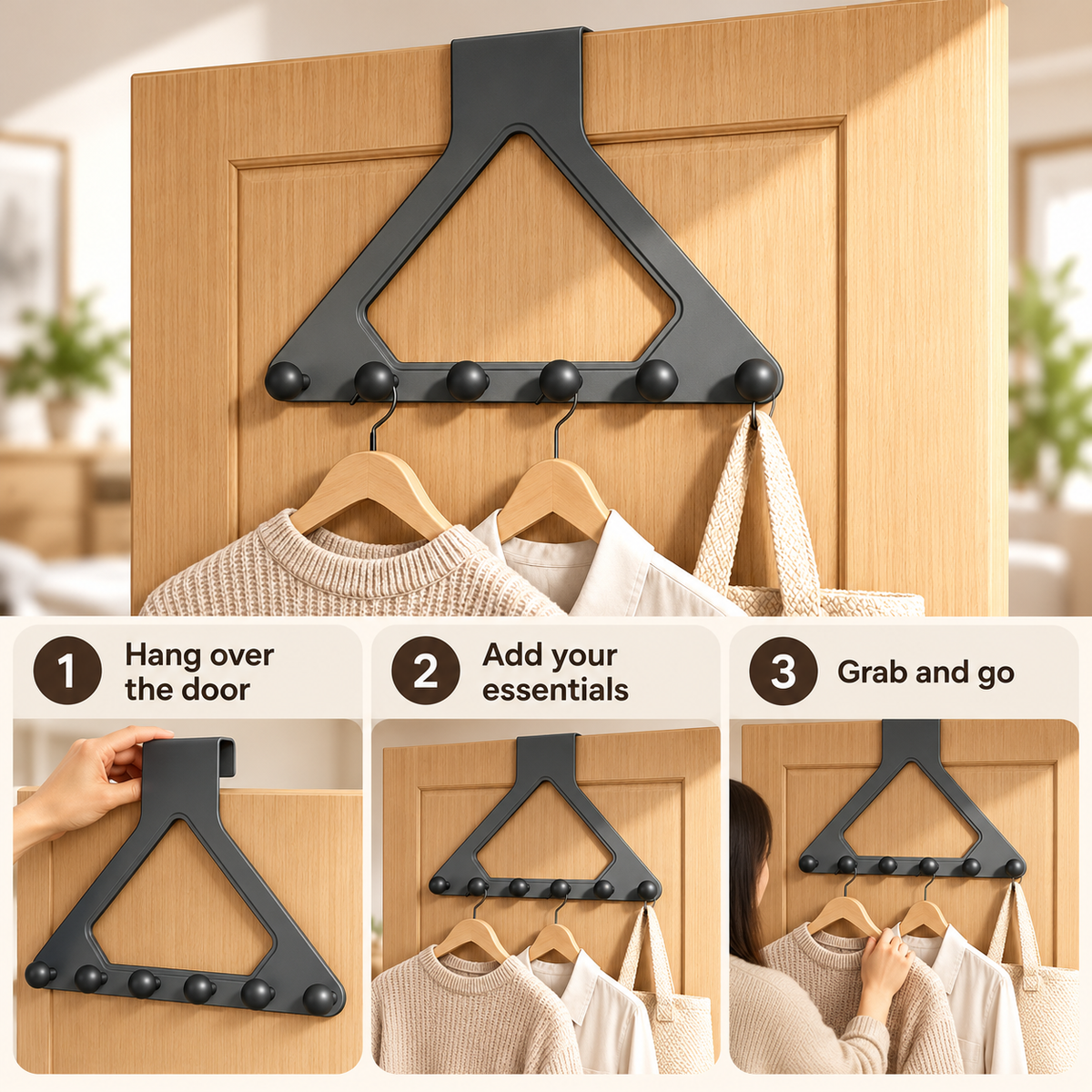 6-Hook Over-the-Door Organizer Rack – Space-Saving Storage for Home 🚪