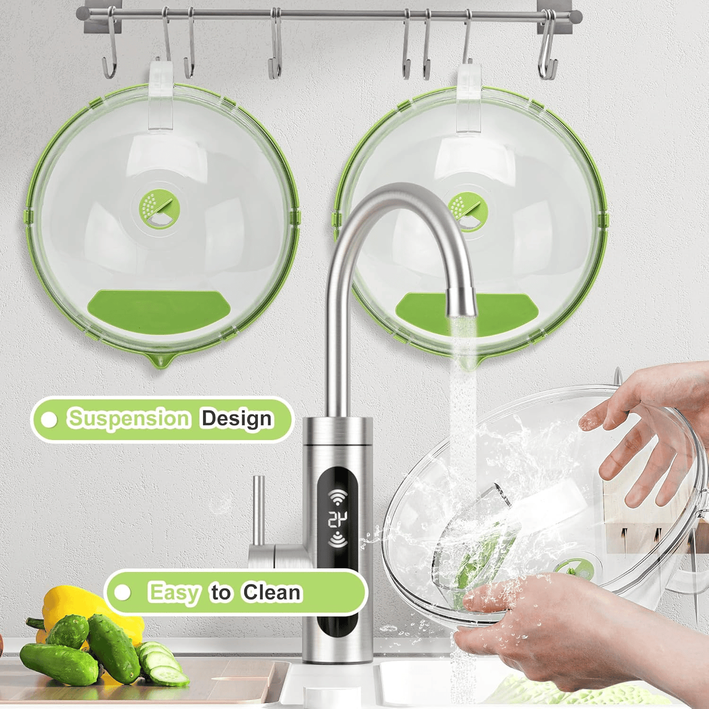 Microwave Splatter Cover with Water Steamer, 10 inch Clear Microwave Plate Cover for Food, Splatter Guard Microwave Lid for Microwave Oven