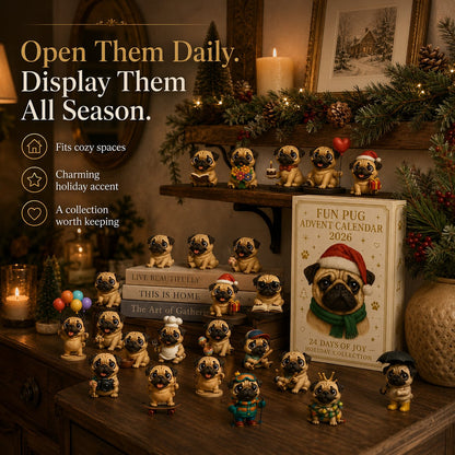 ⏳ Last Day 49% OFF – 🐾 24-Day Pug Christmas Surprise Advent Calendar | 24 Unique Mini Pug Figures for Daily Holiday Reveals, Collecting & Display 🎄✨