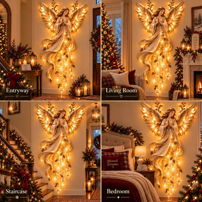 ✨Guardian Angel Starfall Cascade™ – Lighted Faith & Blessing Christmas Wall Decor✨