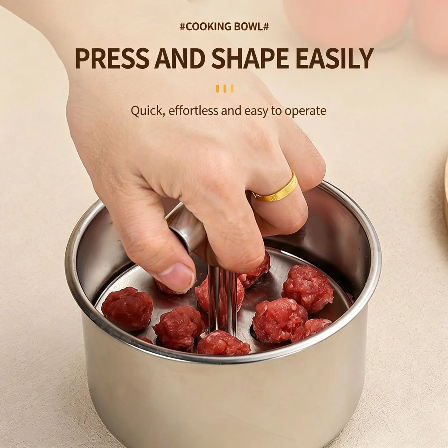 🔥Flash Sale 49% OFF✨ Upgrade 6/12‑Hole Manual Meatball Maker Tool, Stainless Steel Meatball Mold, Home Kitchen Cooking Gadget