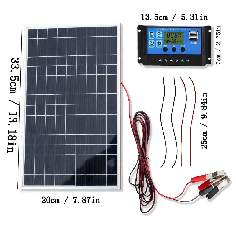 1 Set 12V Portable Flexible Solar Panels Kit with 100A High-Efficiency Controller