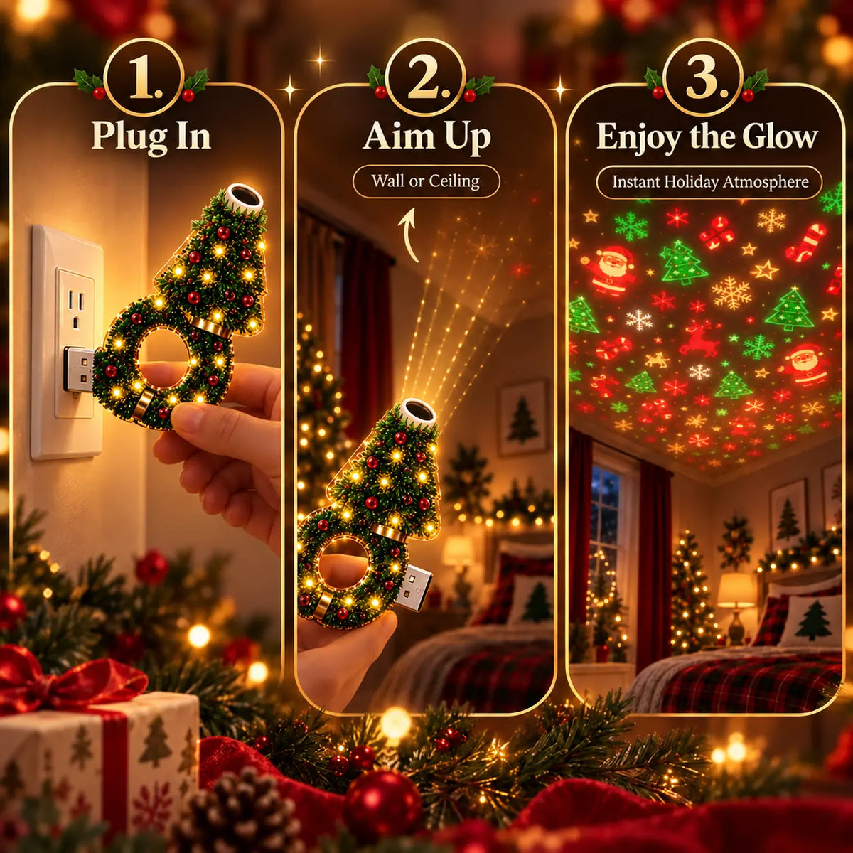 2026 New USB Plug-In Christmas Projector Night Light