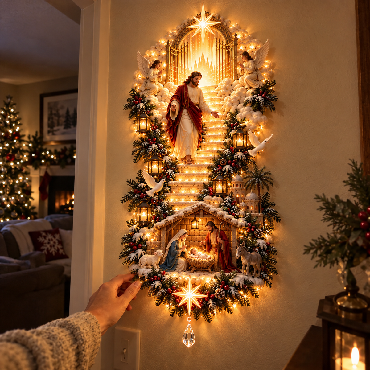 ⏳ 49% OFF ✨ Jesus Light of Heaven Nativity Wall Hanging – Christmas Decor ✝️