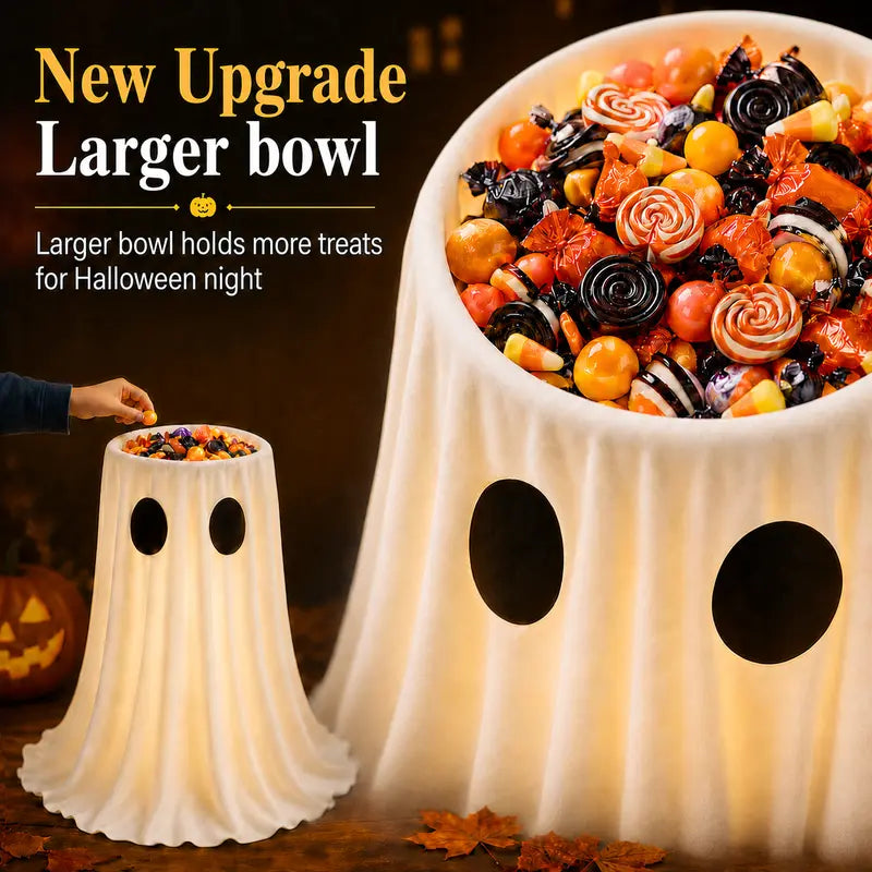 Halloween Glow-in-the-Dark Ghost Candy Holder Bowl