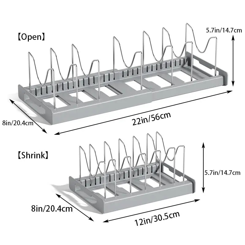 Pot Lid Organizer Rack - 7 Compartment Kitchen Utensils Holder