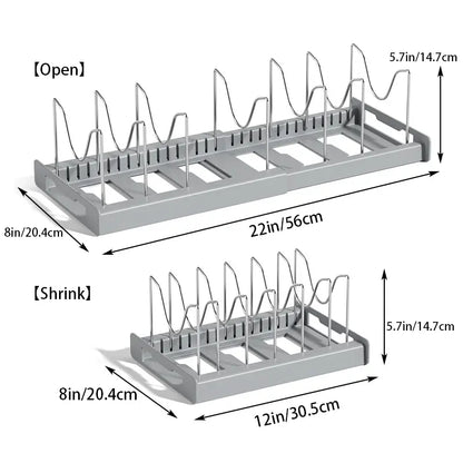 Pot Lid Organizer Rack - 7 Compartment Kitchen Utensils Holder