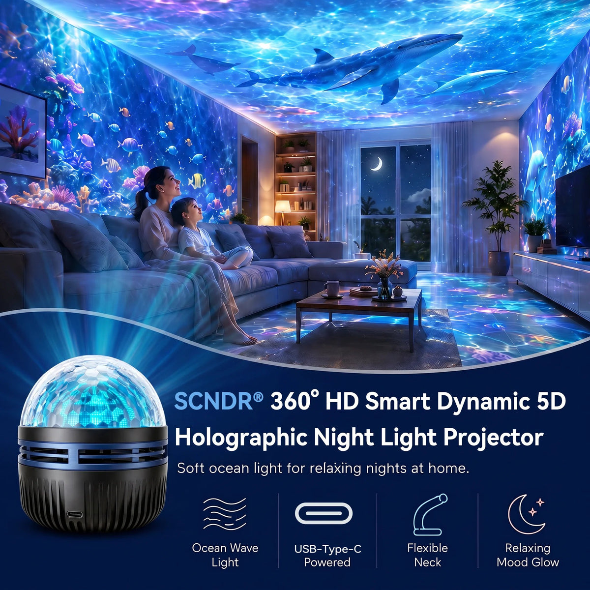 🎉🦖🎁360° Smart Holographic Starry Sky Projector