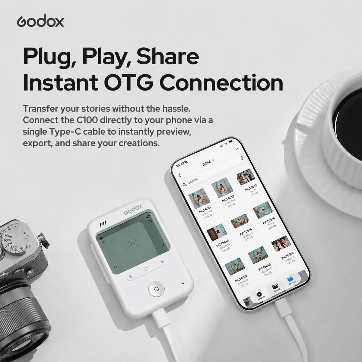 🎬 Godox C100 Transparent Viewfinder Camera – See-Through Retro Style, Photography Props & Display