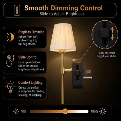 Vintage Pleated Fabric Plug-In Night Light