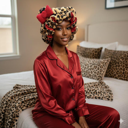 🔥Buy 2 Save 10%🎀Leopard Print & Pink Teddy Bonnet✨
