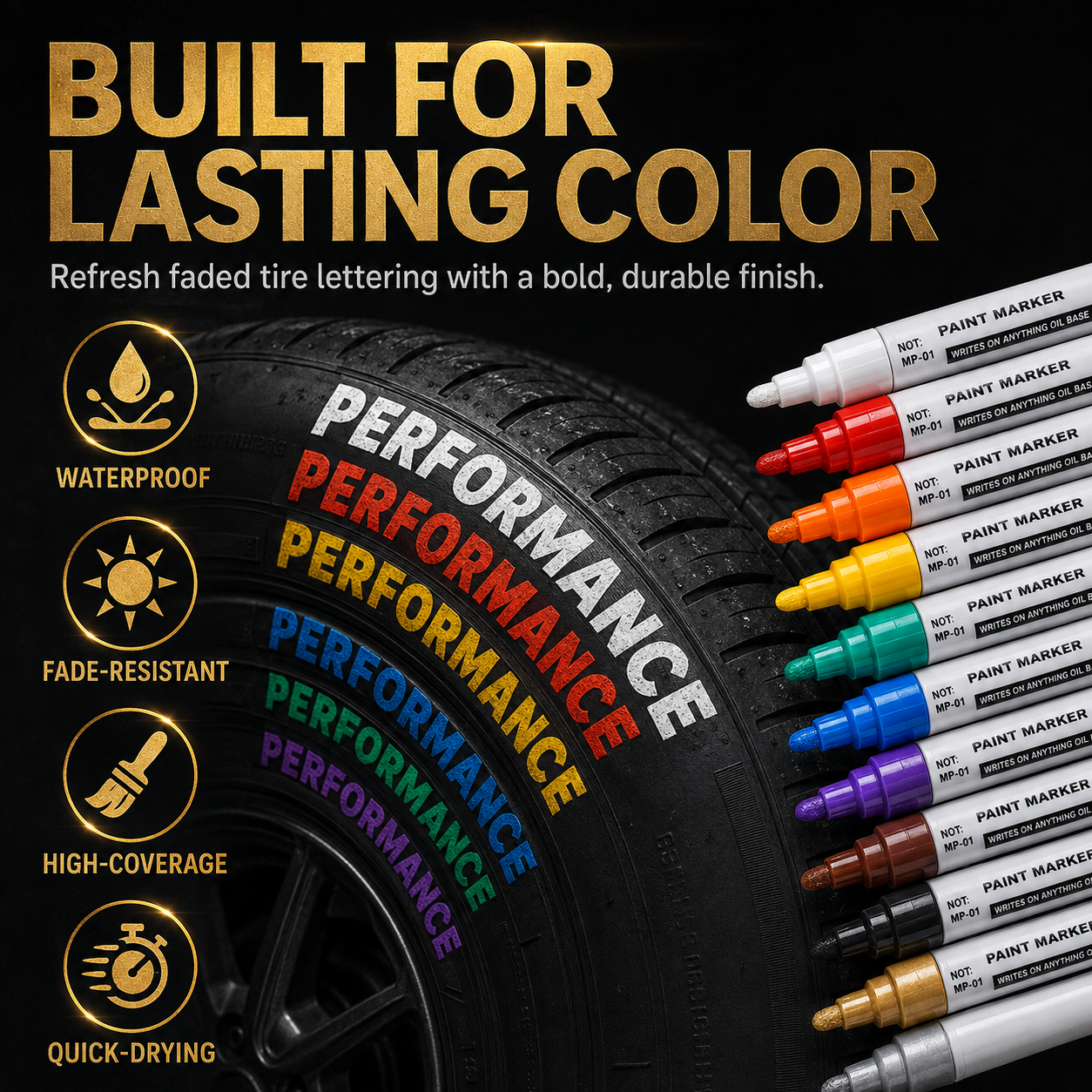 🔥Limited Time Promotion 50% OFF🔥Oil-Based Waterproof Tire Marker Pen（Single-color 5-pack）