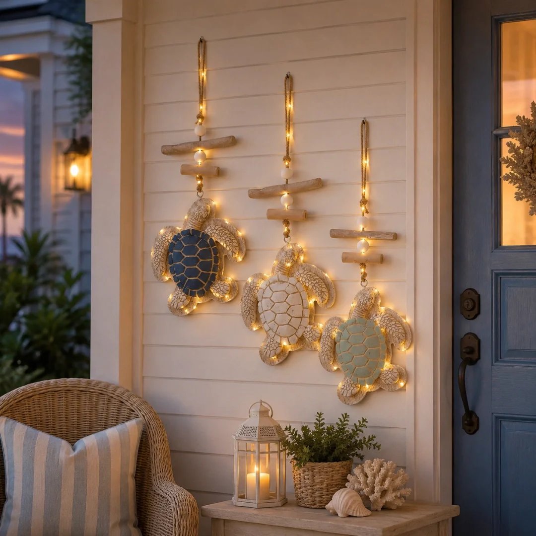 Lighted Coastal Sea Turtle Hanging Wall Decor