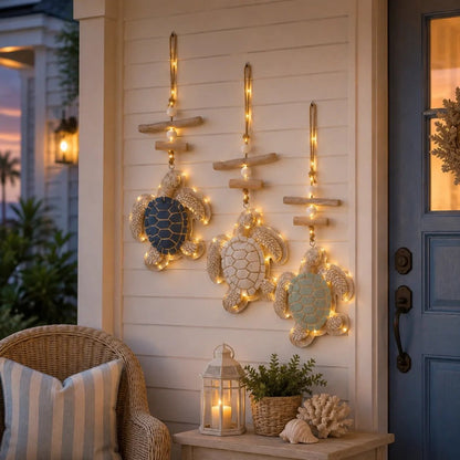 Lighted Coastal Sea Turtle Hanging Wall Decor