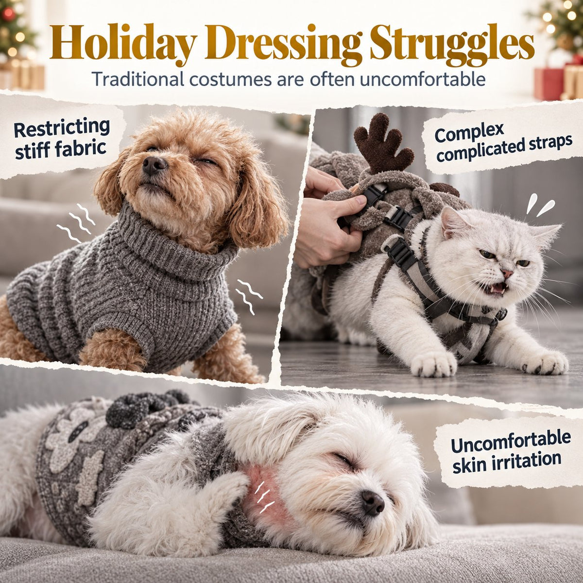 Dog wearing Christmas tree pet cloak