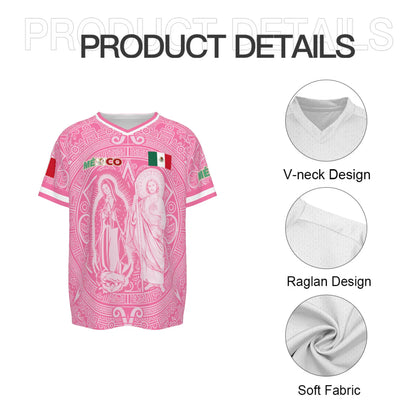 Men's Light Pink Virgencita & San Juditas Mexico 2026 Soccer Jersey, Mens Clothing, 2026 Soccer Fan Shirt, Casual Mexican Culture Sports Jersey, Mexico 2026 Jersey