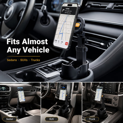 🚗📱 Car Cup Holder Phone Mount – 🔄 360° Adjustable, Strong N52 Magnet, One-Handed Operation, Fits All Phones, Stable Magnetic & Clamp Models for Safe Driving 🛡️🚘✨