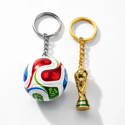 Sports Ball & Gold Trophy Keychain Set