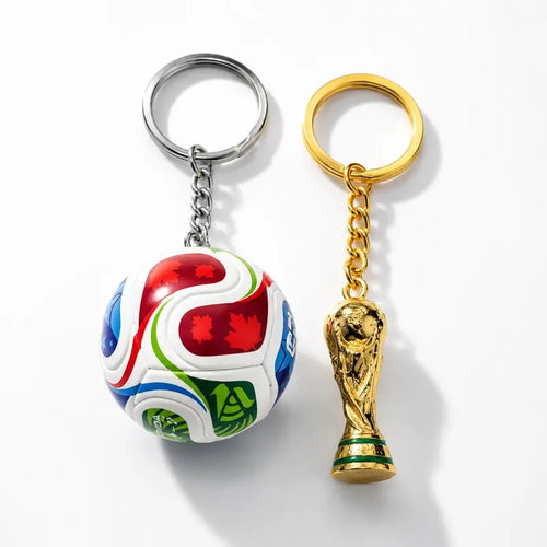 Sports Ball & Gold Trophy Keychain Set