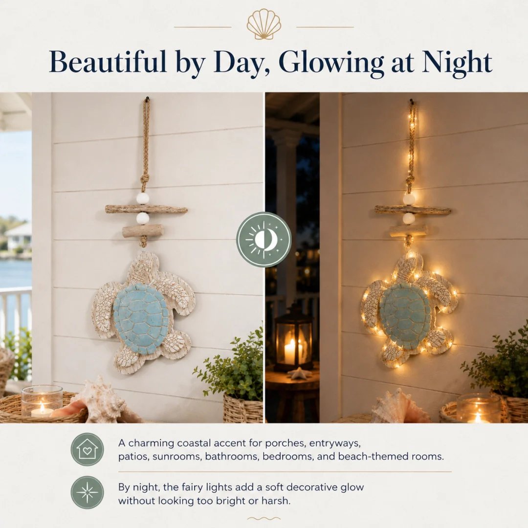 Lighted Coastal Sea Turtle Hanging Wall Decor