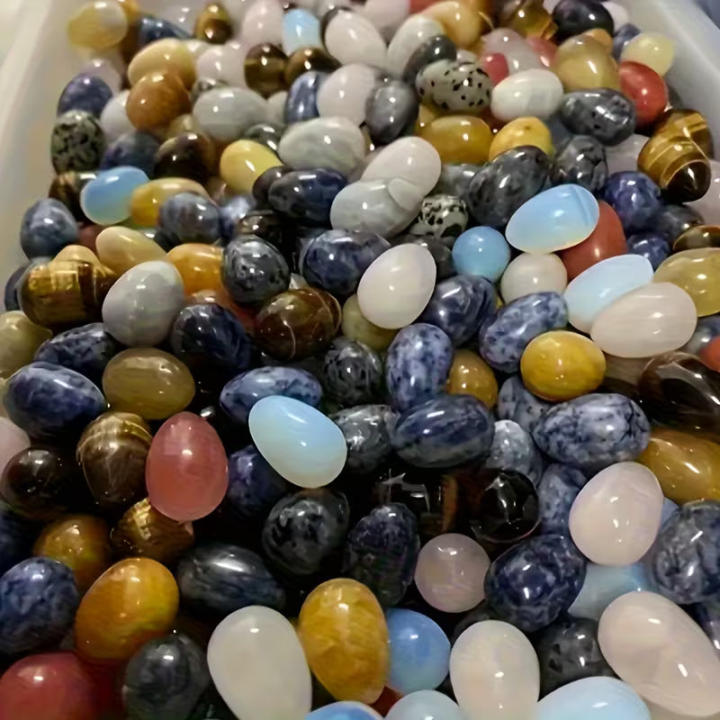 🌈 10Pcs Easter Egg Stones | Crystal Polished Gemstone Eggs | DIY Home Decor Accents | Unique Birthday & Holiday Gifts for Family 🎁✨