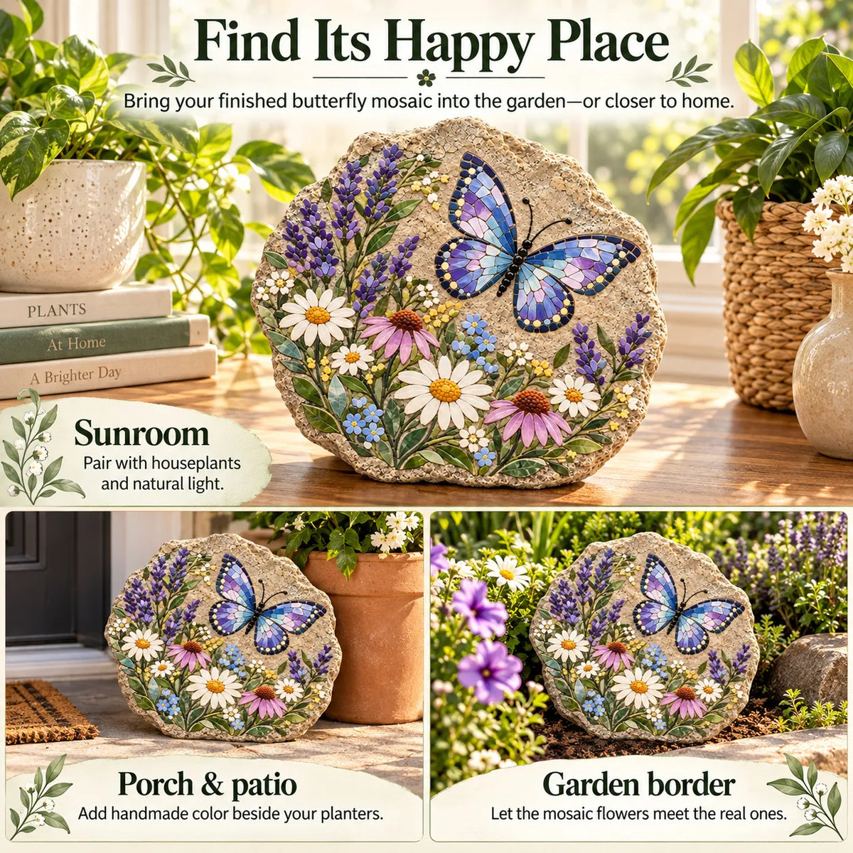 ⏳ Last Day 49% OFF – 🦋 Beginner-Friendly Butterfly Wildflower Mosaic DIY Kit | Complete Kit with Pre-Cut Tiles, Adhesive, Grout, Tools & Guide 🌼