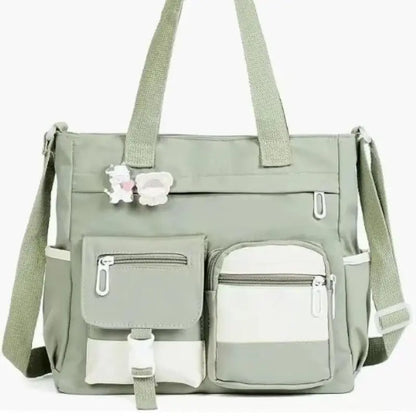 Canvas Tote Bag for Women, Multi Pocket Crossbody Shoulder Bag