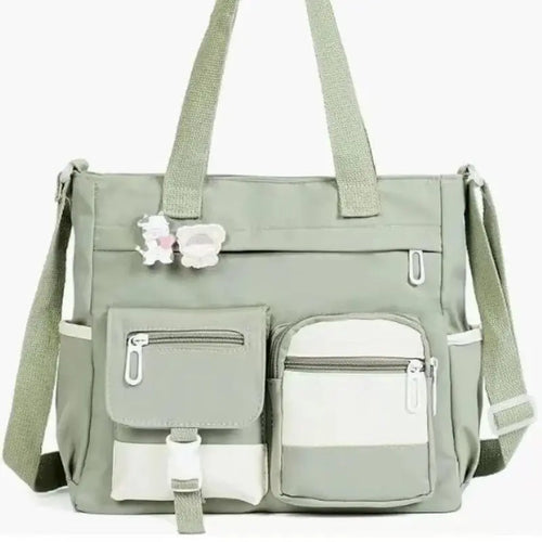 Canvas Tote Bag for Women, Multi Pocket Crossbody Shoulder Bag