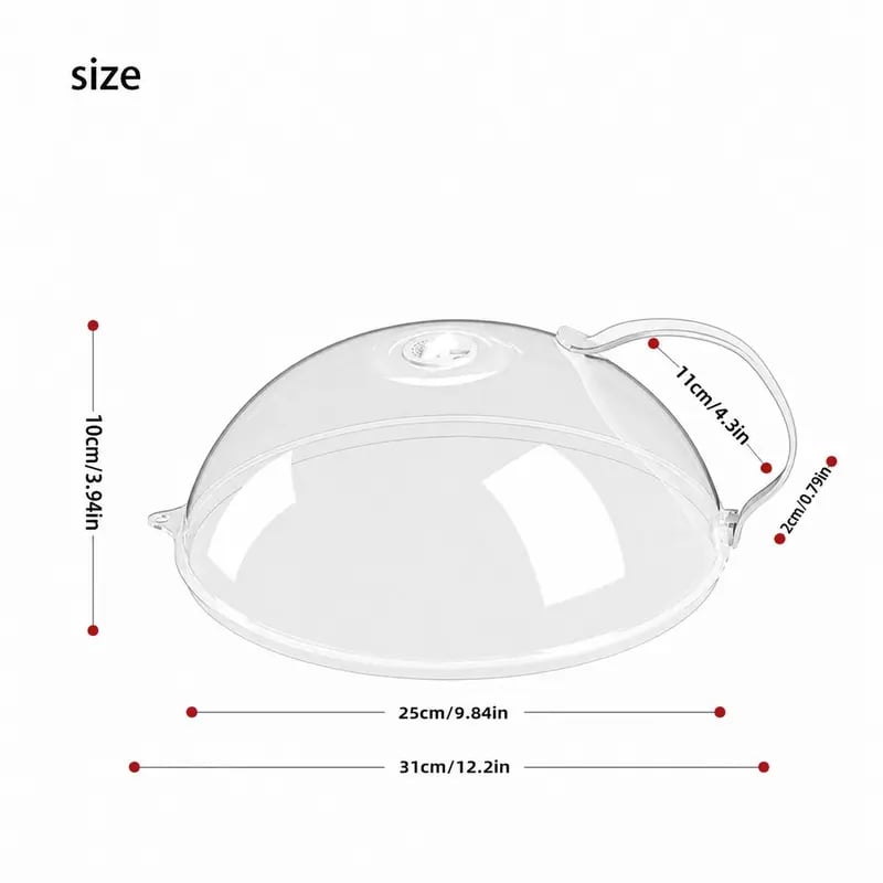 10' Clear Microwave Splatter Cover: Built-in Water Steamer & Steam Vent Lid