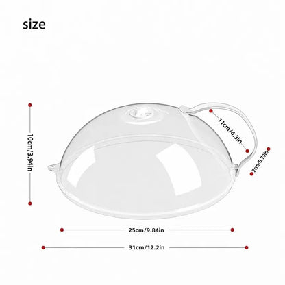 10' Clear Microwave Splatter Cover: Built-in Water Steamer & Steam Vent Lid