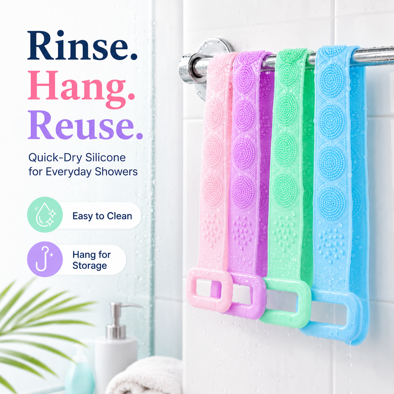Silicone Body Scrubber Belt – Deep Cleanse & Exfoliate🧼