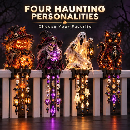 🎃 Halloween Character Glow Cascade Railing Lights – Pumpkin, Witch, Ghost & Black Cat