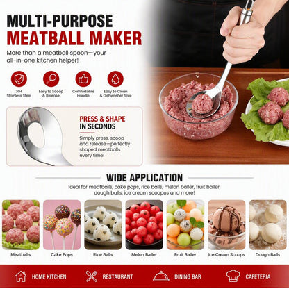 304 Stainless Steel Meatball Scoop Ball Maker – Easy Kitchen Tool for Meatballs, Fish Balls & Dough