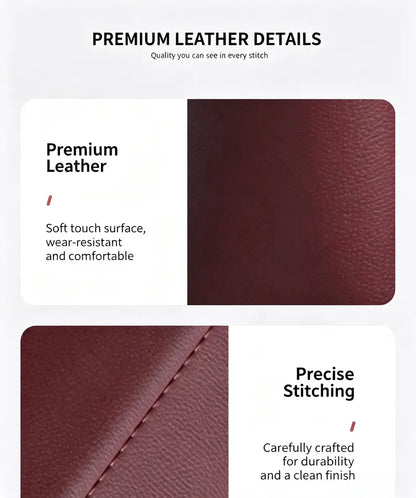 Leather car door storage pocket - double-layer compartments, scratch-proof flannel lining, residue-free adhesive