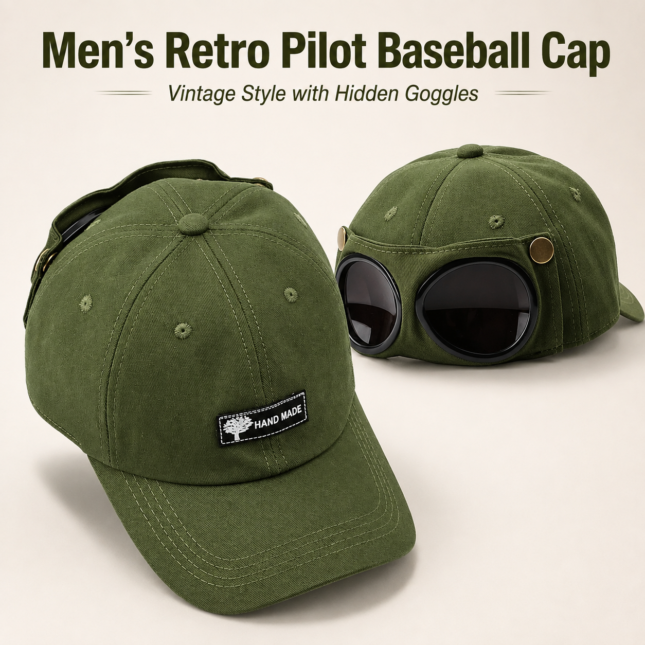 🕶️ 50% OFF Men's Retro Pilot Baseball Cap ✈️ Glasses-Ready Statement Style