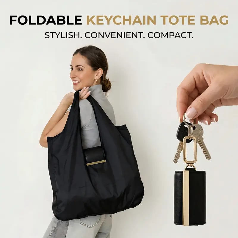 🛍️ Fold & Go! Keychain Tote Bag – Your Pocket-Sized Shopping Hero ♻️✨