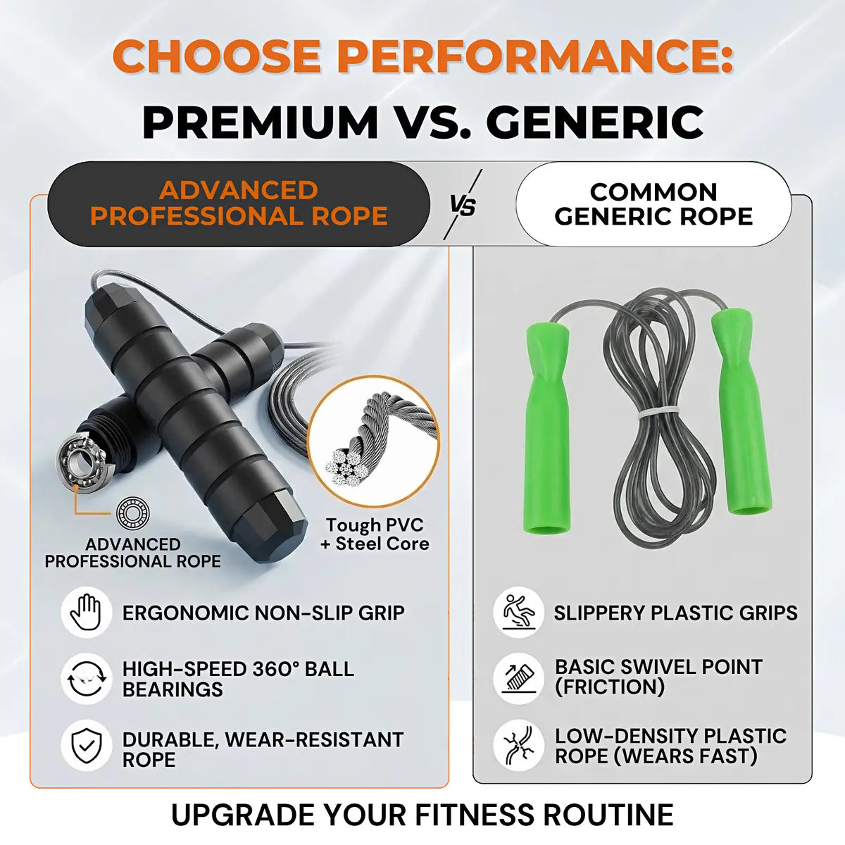 Weighted Speed Jump Rope – Adjustable Steel Cable with Ball Bearings for Fitness & Cardio
