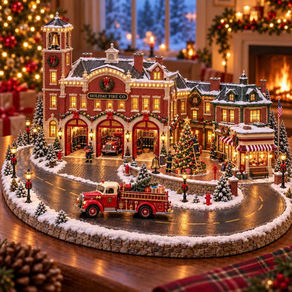 💥🏆Christmas Fire Rescue Village 🚒🎄 – Lighted Holiday Scene Featuring Festive Firefighters 🚒✨