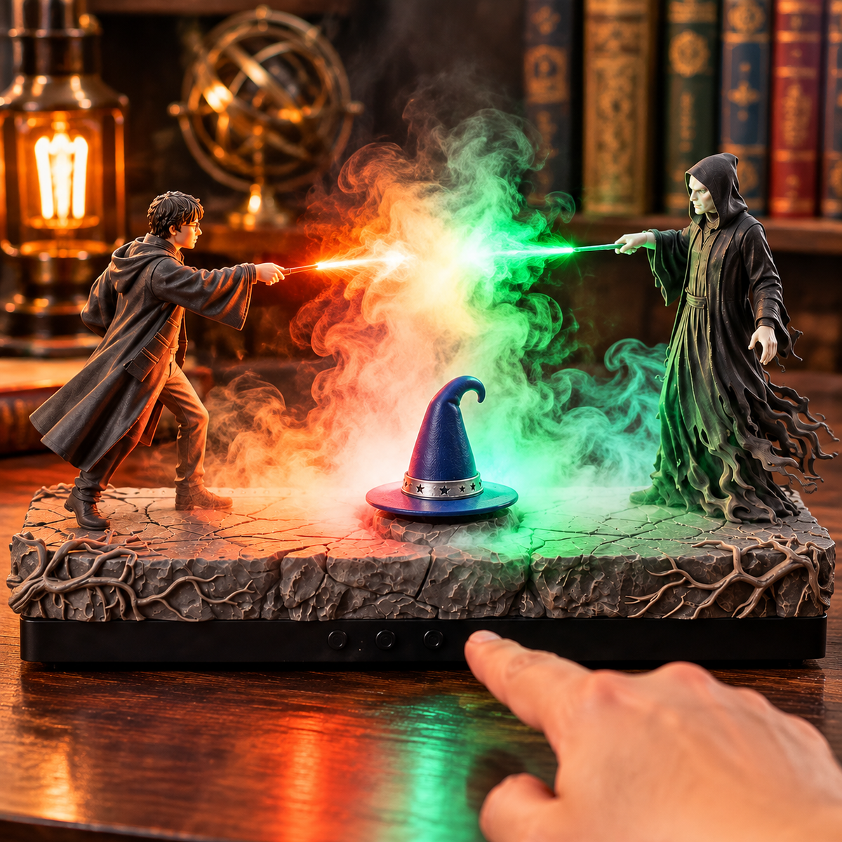 🪄🌫️ Fantasy Magic Duel Diffuser – Rising Mist, Dual-Color Glow & Resin Sculpture!!!