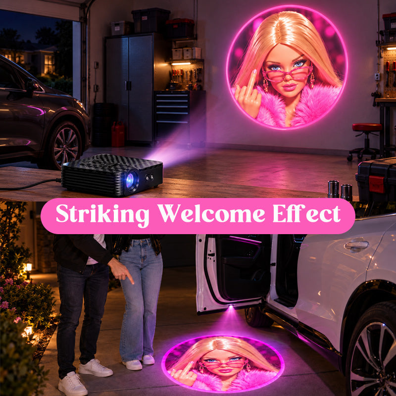 💗 Pink Car Door Welcome Projection Light – Cute Patterned Ground Glow for a Personalized Entrance ✨