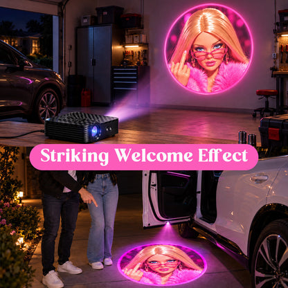 💗 Pink Car Door Welcome Projection Light – Cute Patterned Ground Glow for a Personalized Entrance ✨