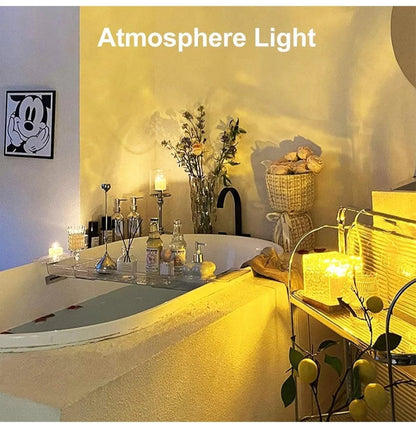 Rechargeable Waterproof Shower Light | 16-Color Ocean Wave Projector with Remote, Wireless Dimmable Bathroom Mood Light