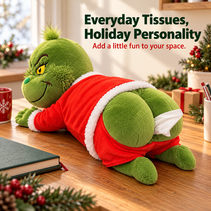 🎄 Grinch Plush Tissue Box Cover | Funny Christmas Grinch Tissue Holder, Festive Home Decor & Novelty Holiday Gift