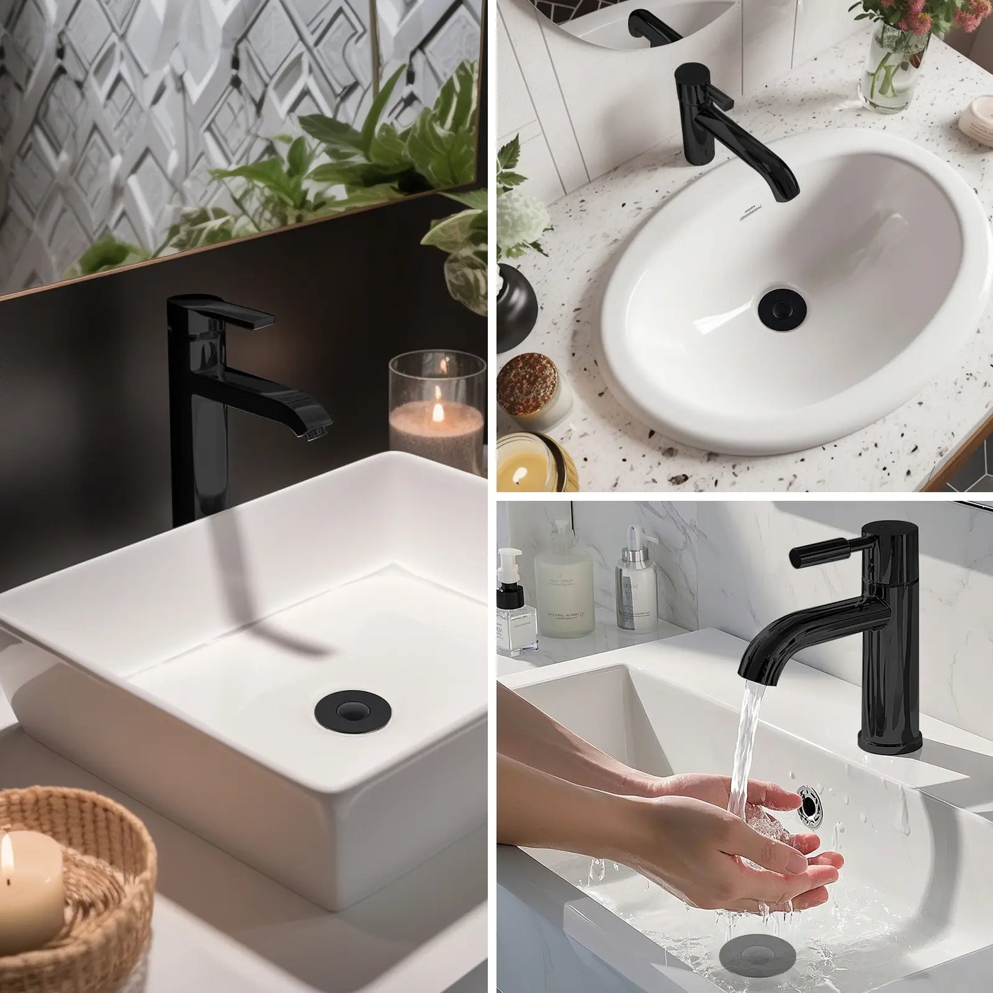 🛁3-in-1 Bathroom Sink Drain Strainer with Hair Catcher & Pop-Up Stopper