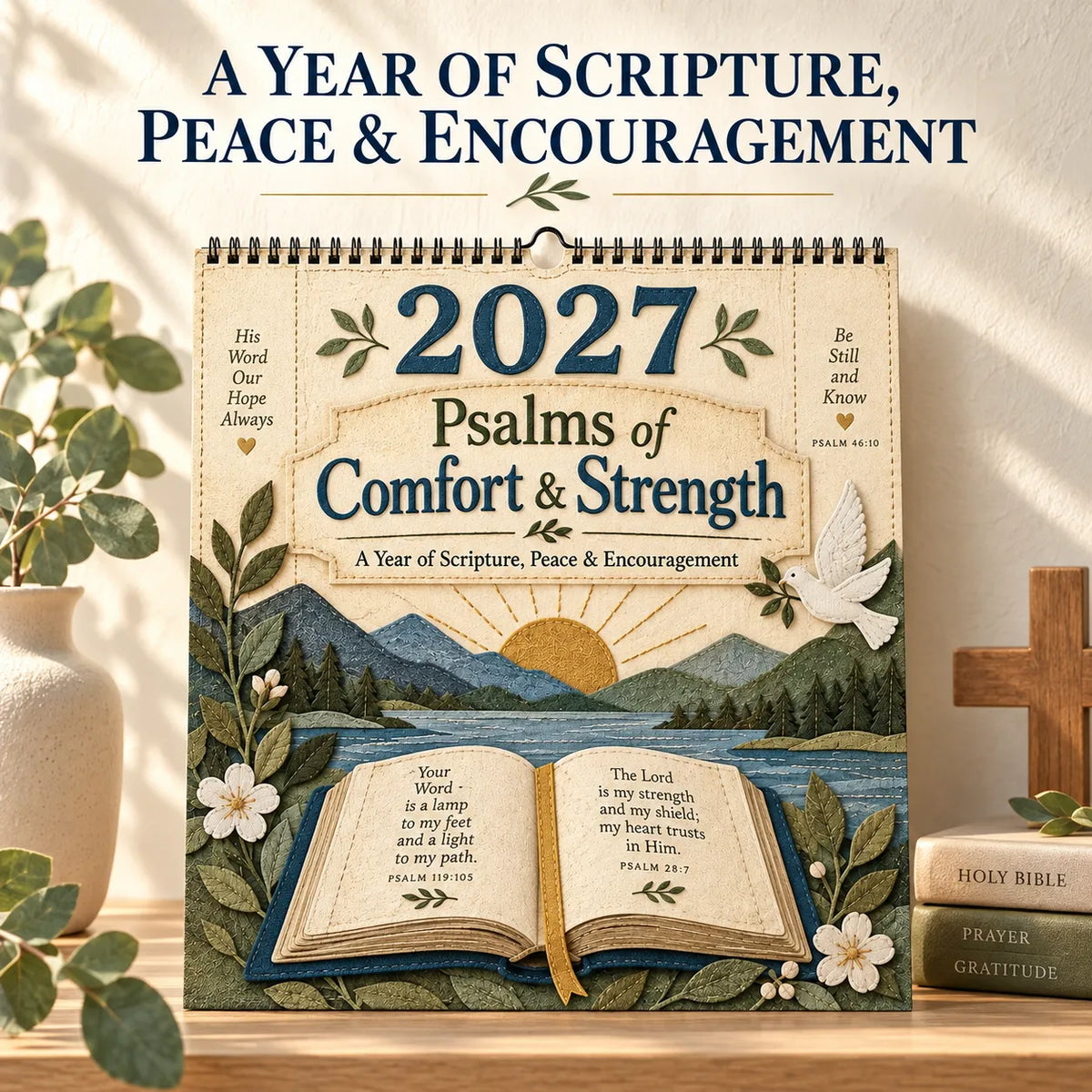 ✝️ 2027 Psalms Wall Calendar | Monthly Scripture & Christian Artwork