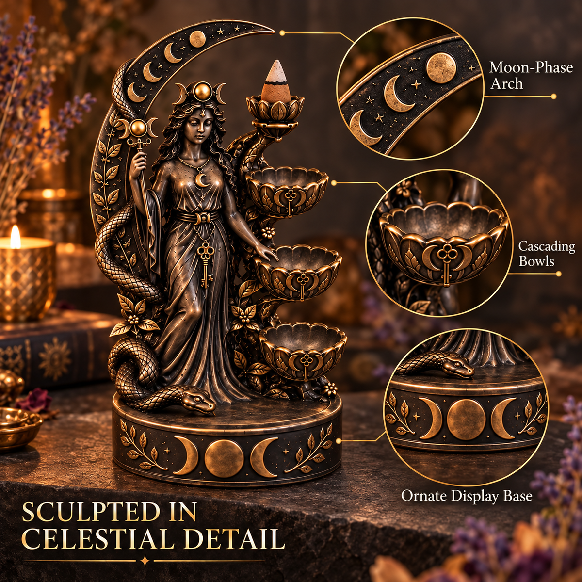✨🕯️ Enchanted Goddess Backflow Incense Burner – Mystical Home Decor