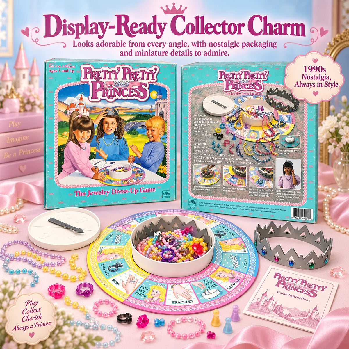 Nostalgic Mini Pretty Pretty Princess Game - 90s Classic Jewelry Dress-Up Board Game