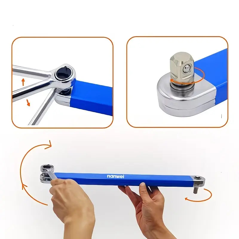 Offset Extension Wrench, Impact Ready Wrench Extender, with 1/2", 1/4" and 3/8" Square Drive Adapters